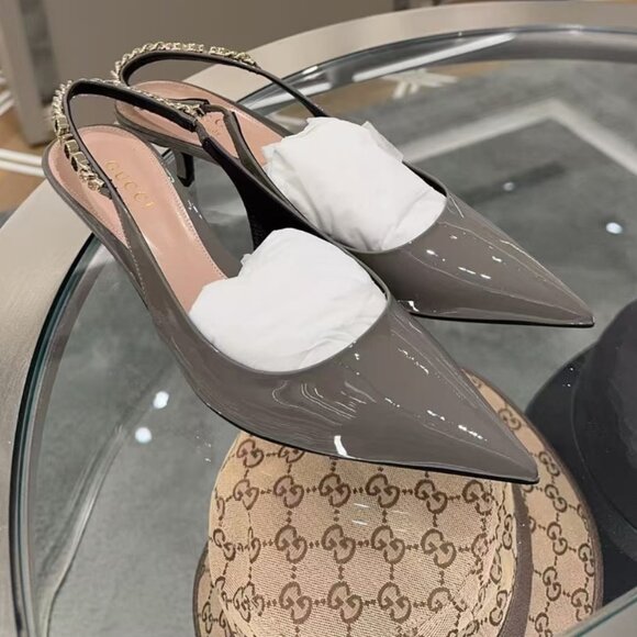 GUCCI Signoria 2024 Light Grey Slingback Pump 37 / US 7 – NWT - Picture 1 of 3